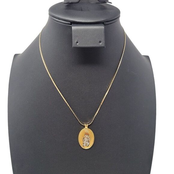 Vintage Signed First Christmas Angel Pendant Berta Hummel Gold Tone Necklace - Picture 10 of 10